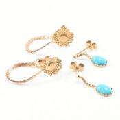 TWO PAIRS OF 9CT GOLD PENDANT EARRINGS