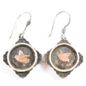 PAIR OF 19TH CENTURY VICTORIAN SILVER & GOLD EARRINGS