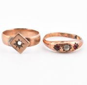 TWO VICTORIAN 9CT GOLD RINGS 9CT AF