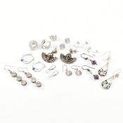 COLLECTION OF ASSORTED SILVER & WHITE METAL EARRINGS