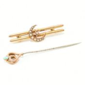 VICTORIAN CRESCENT BAR BROOCH & KNOT PIN