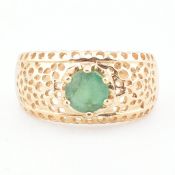 GOLD EMERALD & DIAMOND DOME RING