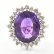 HALLMARKED 18CT GOLD AMETHYST & DIAMOND COCKTAIL RING