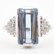 AQUAMARINE & DIAMOND COCKTAIL RING