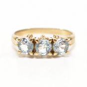 HALLMARKED 9CT GOLD & GEM SET THREE STONE RING