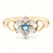 HALLMARKED 9CT GOLD TOPAZ & CUBIC ZIRCONIA CLUSTER RING