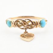 VICTORIAN 19TH CENTURY TURQUOISE KNOT & HEART RING