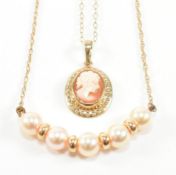 TWO VINTAGE 9CT GOLD PENDANT CHAIN NECKLACES