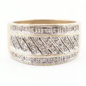HALLMARKED 9CT GOLD & DIAMOND WIDE BAND RING