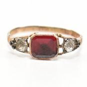 GEORGIAN GARNET & PASTE THREE STONE RING