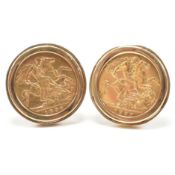HALLMARKED 9CT GOLD MOUNTED HALF SOVEREIGN CUFFLINKS