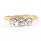 18CT GOLD & PLATINUM THREE STONE DIAMOND RING