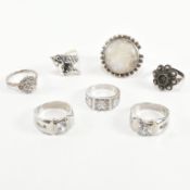 COLLECTION OF ASSORTED 925 SILVER & WHITE METAL RINGS