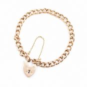 EARLY 20TH CENTURY 9CT GOLD HEART LOCK BRACELET