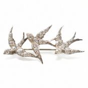19TH CENTURY 935 SILVER & PASTE SWALLOW BROOCH PIN