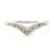 HALLMARKED 9CT WHITE GOLD & DIAMOND WISHBONE RING