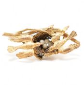 19TH CENTURY VICTORIAN BIRDS NEST PEARL BROOCH PIN