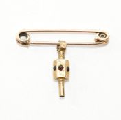 ANTIQUE ROSE & YELLOW METAL BROOCH PIN