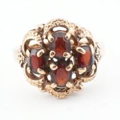 HALLMARKED 9CT GOLD & GARNET CLUSTER RING