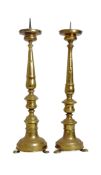 PAIR OF 18TH CENTURY CONTINENTAL BRASS ECCLESIASTIC PRICKETS