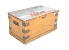 VICTORIAN PINE SHIPWRIGHT TOOL TRUNK CHEST - BLANKET BOX