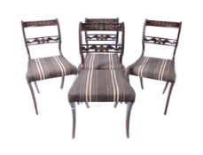 4 19TH CENTURY MAHOGANY & BRASS BACK BACK DINING CHAIRS