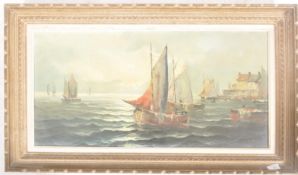 EARLY 20TH CENTURY OIL ON CANVAS - SHIPS & HARBOUR OCEAN SCENE