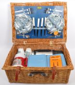 MID 20TH CENTURY BREXTON THERMOS WICKER PICNIC HAMPER CASE