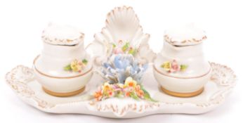 20TH CENTURY CAPODIMONTE PORCELAIN INKWELL