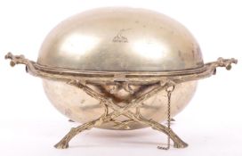VICTORIAN 19TH CENTURY SILVER PLATE OVAL REVOLVING MUFFIN DISH