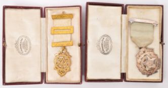 TWO EARLY 20TH CENTURY CASED MASONIC MEDALS