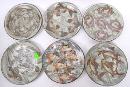 SIX STUDIO POTTERY STONEWARE COLIN KELLAM FISH PLATES