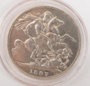 19TH CENTURY VICTORIAN 1897 SILVER CROWN COIN