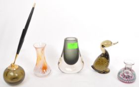 FIVE VINTAGE RETRO ART GLASS ITEMS BY WHITEFRIARS / CAITHNESS
