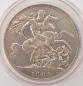 19TH CENTURY VICTORIAN 1898 SILVER CROWN COIN
