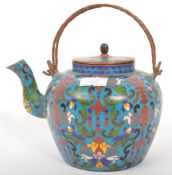 20TH CENTURY CHINESE ORIENTAL GEOMETRIC CLOISONNE TEAPOT