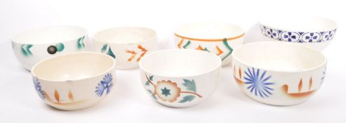 SEVEN RETRO 1930'S EGERSUNDS POTTERY NORWEGIAN MIXING BOWLS