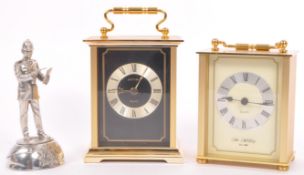 TWO VINTAGE 20TH CENTURY QUARTZ CARRIAGE CLOCKS