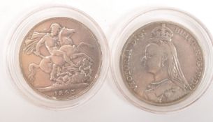 TWO 19TH CENTURY 1892 & 1893 SILVER CROWN COINS