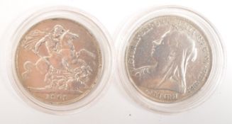 TWO 19TH CENTURY 1893 & 1894 SILVER VEILED HEAD CROWN COINS