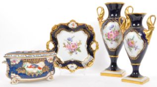 1900 BAVARIAN ALBOTH & KAISER VASE DISH & BOOTHS BOUGH POT