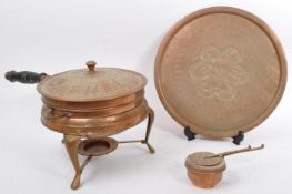 LEBANESE COPPER CHEESE FONDUE SET COMPLETE WITH TRAY