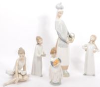 COLLECTION OF FIVE VINTAGE NAO BY LLADRO PORCELAIN FIGURINES