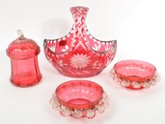 MID 20TH CENTURY LEAD CUT CRANBERRY GLASS BY MARGARET