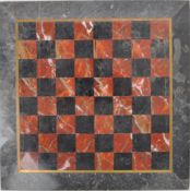 20TH CENTURY MARBLE & ALABASTER WITH BRASS INLAY CHESS BOARD