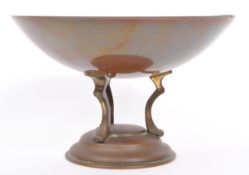1930'S ART DECO COPPER & BRASS PEDESTAL FRUIT BOWL BY UNION