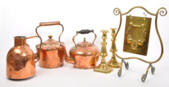 ARTS & CRAFTS BRASS TABLE GONG & 19TH CENTURY COPPER