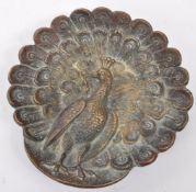 EARLY 20TH CENTURY 1920'S BRONZE PEACOCK ASHTRAY