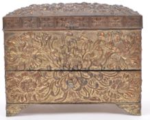20TH CENTURY 1920S JAPANESE COPPER REPOUSSE JEWELLERY BOX