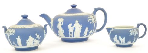 19TH CENTURY WEDGWOOD JASPERWARE TEA SERVICE